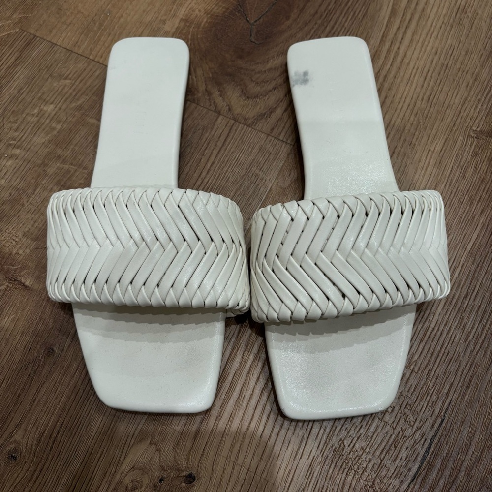 Billini Bone White Woven Slide Sandals - Picture 4 of 5